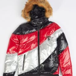 BKYS Puffer Jacket - Color Block - Black And Red - J375 Shop All