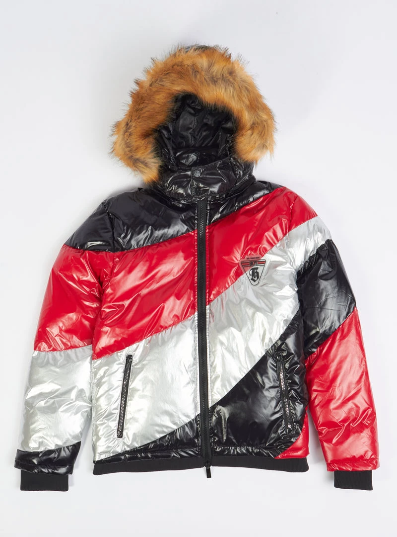 BKYS Puffer Jacket - Color Block - Black And Red - J375 Shop All 2 BKYS Puffer Jacket - Color Block - Black And Red - J375 Shop All