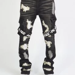 Politics Jeans - Wooden Denim Stacked Flare - Black Wash - POLDWOODEN101