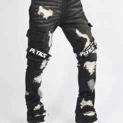 Politics Jeans - Wooden Denim Stacked Flare - Black Wash - POLDWOODEN101