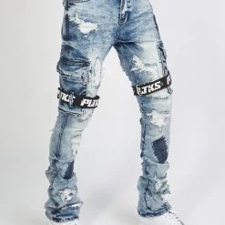 Politics Jeans - Wooden Denim Stacked Flare - Blue Wash - POLDWOODEN103