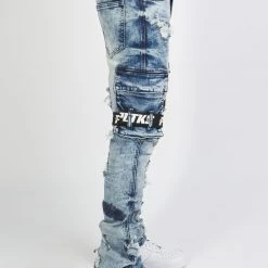 Politics Jeans - Wooden Denim Stacked Flare - Blue Wash - POLDWOODEN103