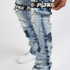 Politics Jeans - Wooden Denim Stacked Flare - Blue Wash - POLDWOODEN103