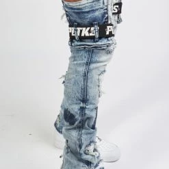 Politics Jeans - Wooden Denim Stacked Flare - Blue Wash - POLDWOODEN103