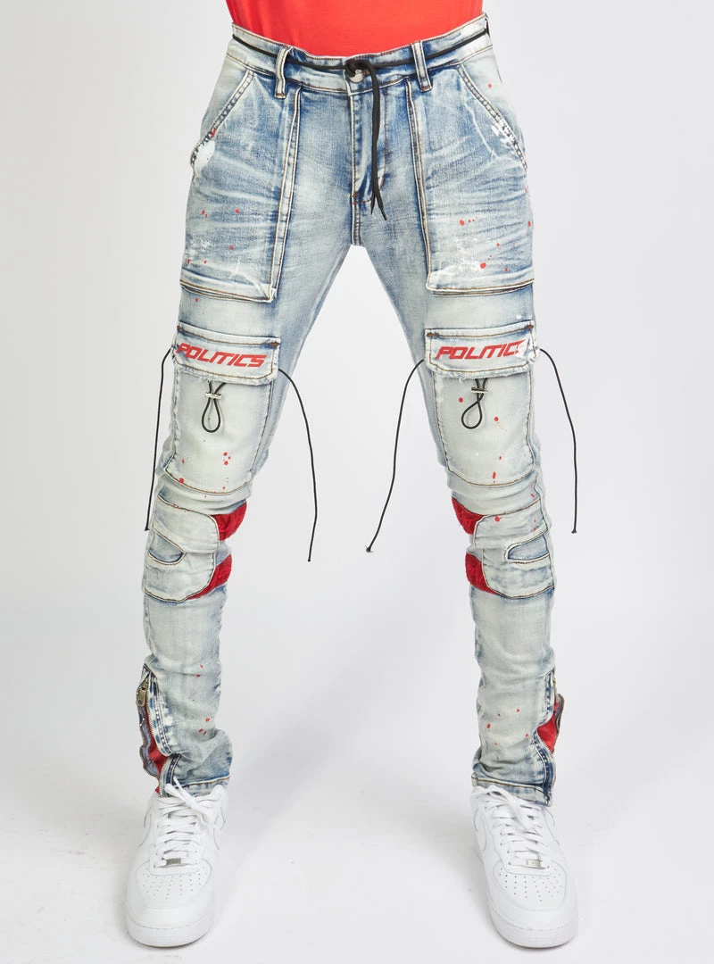 Politics Jeans - Lance Denim - Blue And Red - POLD161 1 Politics Jeans - Lance Denim - Blue And Red - POLD161