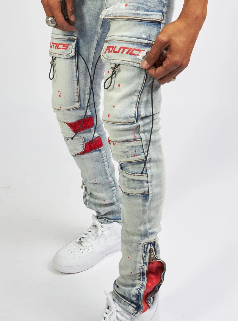 Politics Jeans - Lance Denim - Blue And Red - POLD161 7 Politics Jeans - Lance Denim - Blue And Red - POLD161