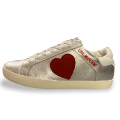 Shop All Moschino Shoes - Women's Sneakers With Heart - Silver - JA15402G1EIA4590A
