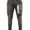 Purple-Brand Jeans - Grey Four Pocket Destroy W Silicone Outline - P001