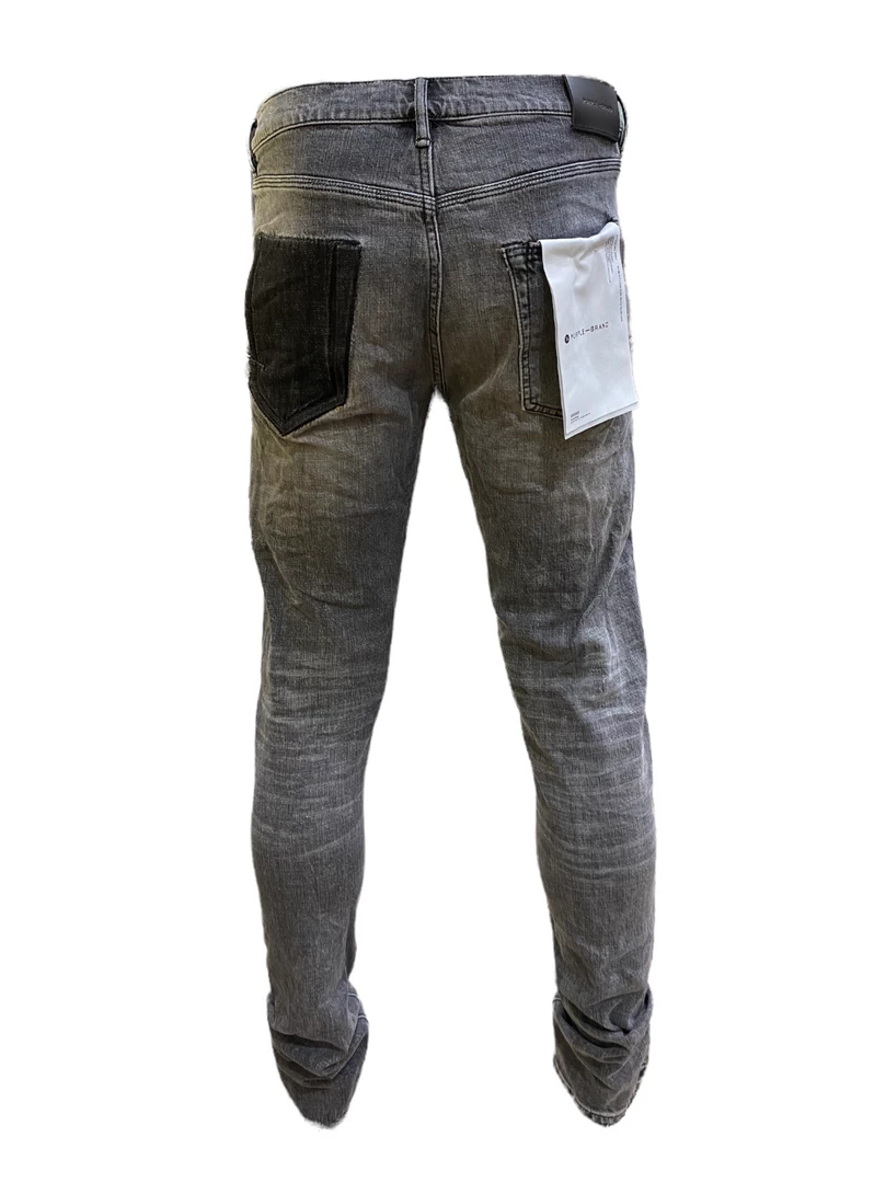 Purple-Brand Jeans - Grey Four Pocket Destroy W Silicone Outline - P001 2 Purple-Brand Jeans - Grey Four Pocket Destroy W Silicone Outline - P001
