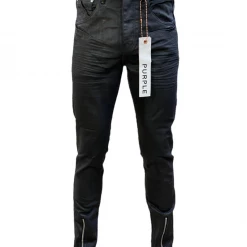 Purple-Brand Jeans - Black Center Front Hem Zip - P002