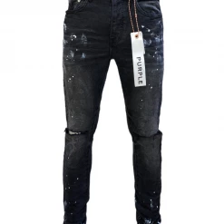 Purple-Brand Jeans - Black Paint Knee Slit Jacquard - P001 Shop All