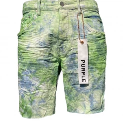 Purple-Brand Shorts - Bleached Green Tie Dye Jacquard Monogram - P020 Shop All