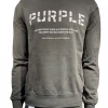 Purple-Brand Crewneck - French Terry Grey Embroidered Stencil Logo - P409 Shop All