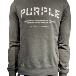 Purple-Brand Crewneck - French Terry Grey Embroidered Stencil Logo - P409 Shop All