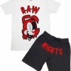 Rawyalty Short Set - Nights - White, Black And Red