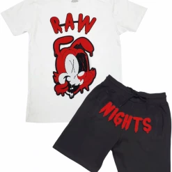 Rawyalty Short Set - Nights - White, Black And Red