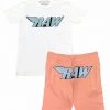 Rawyalty Short Set - RAW - Peach - Sky Blue And White