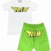 Shop All Rawyalty Short Set - RAW - Lime, Yellow And White