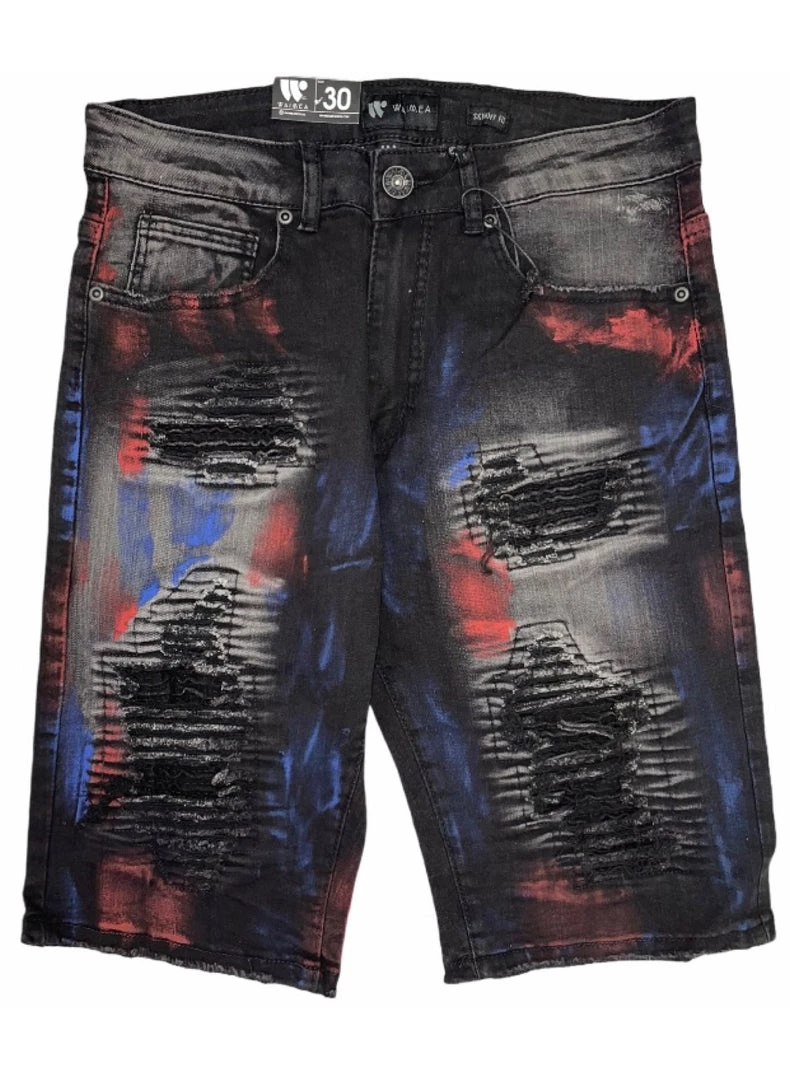 Waimea Jean Shorts - Red Paint - Black Wash - M7300D 1 Waimea Jean Shorts - Red Paint - Black Wash - M7300D