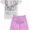 Rawyalty Short Set - Eagle Stones - White And Pink New Arrivals