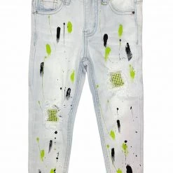 DNA Kids Jeans - Stones & Paint - Light Blue With Black And Neon Shop All