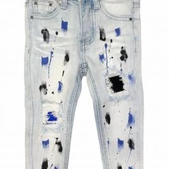 Shop All DNA Kids Jeans - Stones & Paint - Light Blue With Black And Royal