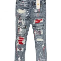 Shop All Ferrari Massari Jeans - Drippen Solider Red And White - Light Blue