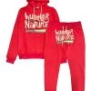 Retro Label Sweatsuit - 3's Muslin Hustler - Red Shop All