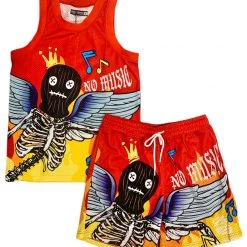 Rebel Minds Short Set - Mesh No Music Tank - Red - 121-165