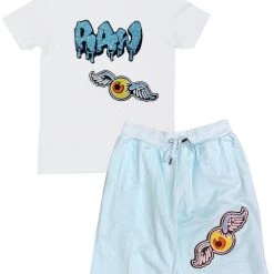 Shop All Rawyalty Short Set - Eye Bling - White And Aqua