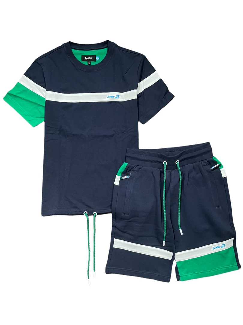 Cookies Short Set - Bal Harbor Cotton Interlock - Navy And Green - 1557K5896 1 Cookies Short Set - Bal Harbor Cotton Interlock - Navy And Green - 1557K5896