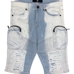 Focus Shorts - Multi Cargo Biker - Light Wash - 3394S