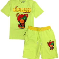 Shop All Civilized Short Set - Bear - Lt Lime - CV1497