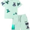 Civilized Short Set - Reflective Bear - Mint - CV1445