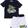 Rawyalty Kids Short Set - Money Shark - Black And White - RKC-000