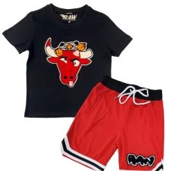 Rawyalty Kids Short Set - Bulls - Black And Red - RKC-000 Shop All