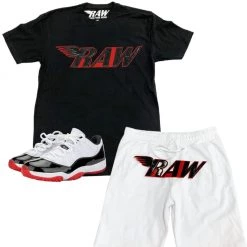 New Arrivals Rawyalty Short Set - Leather Raw - White And Black