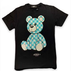 George V T-Shirt - Teddy Bear - Black And Teal - GV-2392