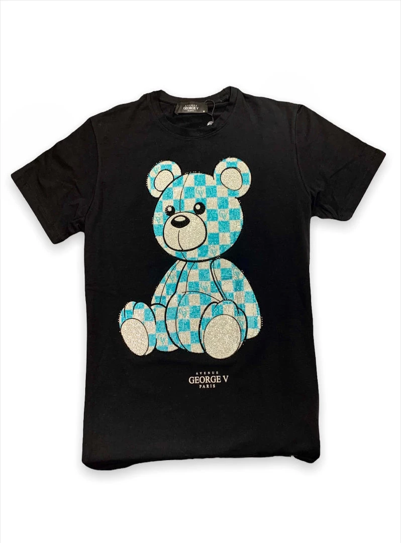 George V T-Shirt - Teddy Bear - Black And Teal - GV-2392 1 George V T-Shirt - Teddy Bear - Black And Teal - GV-2392