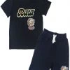 Rawyalty Kids Short Set - Retro Flower - Black - RKC-000 Shop All