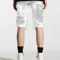 Lifted Anchors Denim Shorts - Bombers - White - LASP221-45