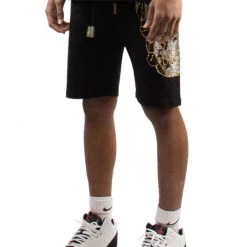 Majestik Short Set - Rhinestone Chain Skull - Black - TE2194