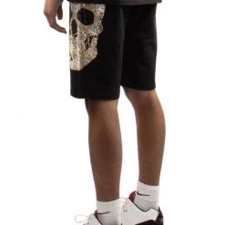 Majestik Short Set - Rhinestone Chain Skull - Black - TE2194