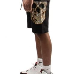 Majestik Short Set - Rhinestone Chain Skull - Black - TE2194