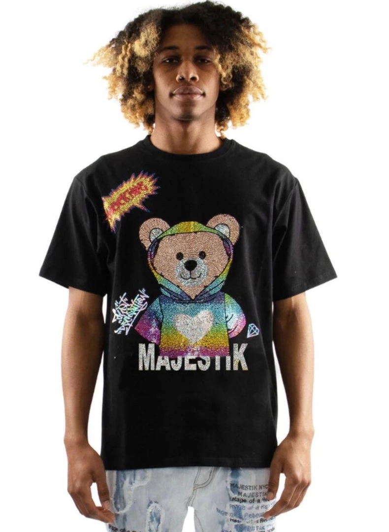 Majestik T-Shirt - Rhinestone Rainbow Teddy - Black - TE2192 Shop All 1 Majestik T-Shirt - Rhinestone Rainbow Teddy - Black - TE2192 Shop All