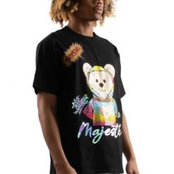 Majestik T-Shirt - Rhinestone Rainbow Teddy - Black - TE2192 Shop All