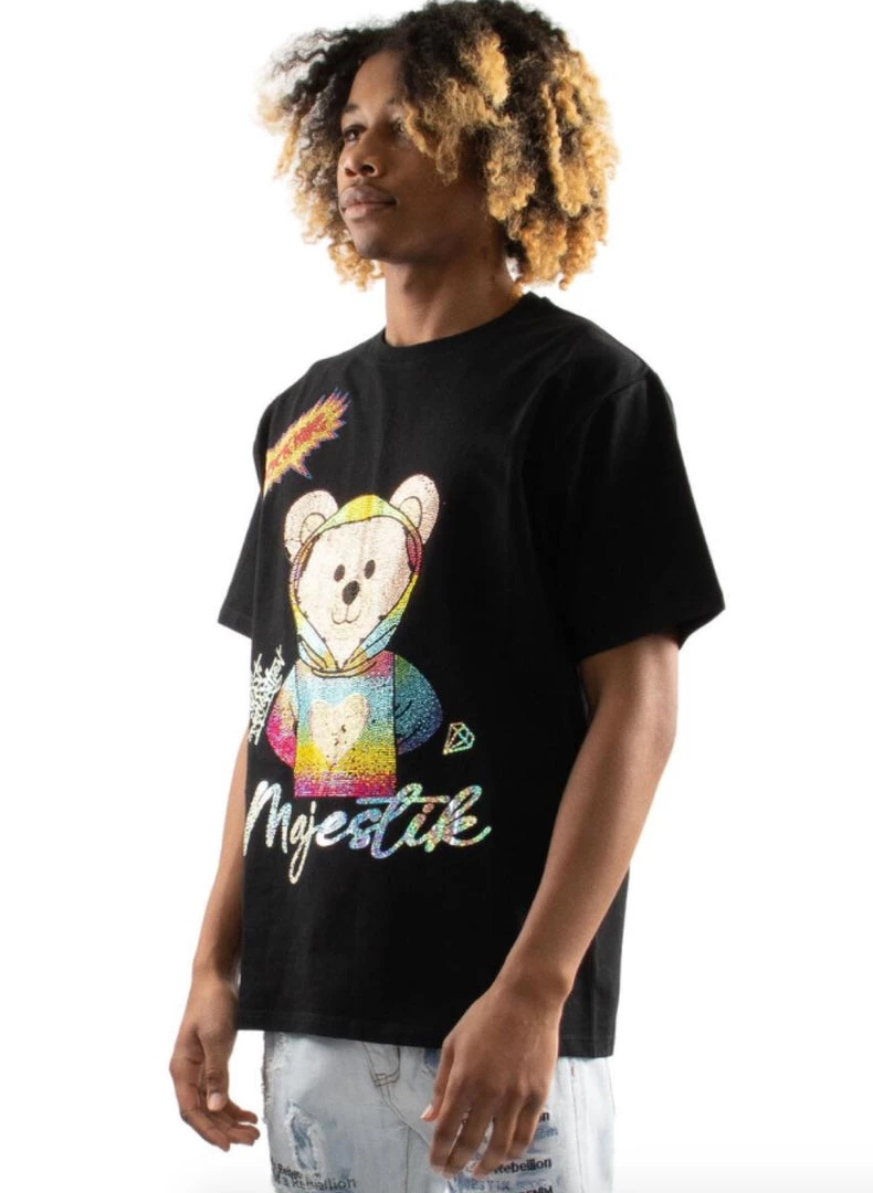 Majestik T-Shirt - Rhinestone Rainbow Teddy - Black - TE2192 Shop All 3 Majestik T-Shirt - Rhinestone Rainbow Teddy - Black - TE2192 Shop All