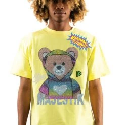 Majestik T-Shirt - Rhinestone Rainbow Teddy - Yellow - TE2192 Shop All