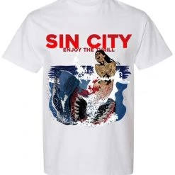 Paradise Falls T-Shirt - Sin City Shark - White Shop All