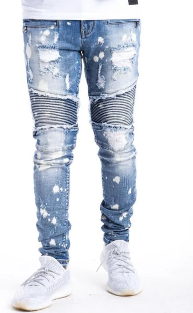 Damati Jeans - Distressed Biker - Blue - DMT-H-1 1 Damati Jeans - Distressed Biker - Blue - DMT-H-1